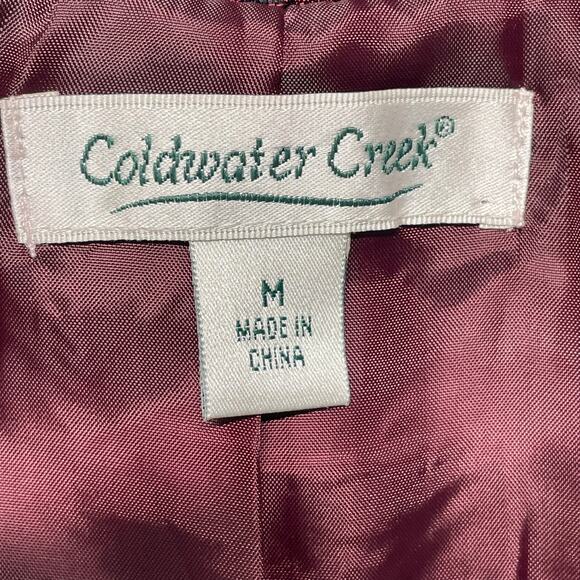 Coldwater Creek M Burgundy Jacket Blazer Notched Collar 3 Button - Picture 5 of 6